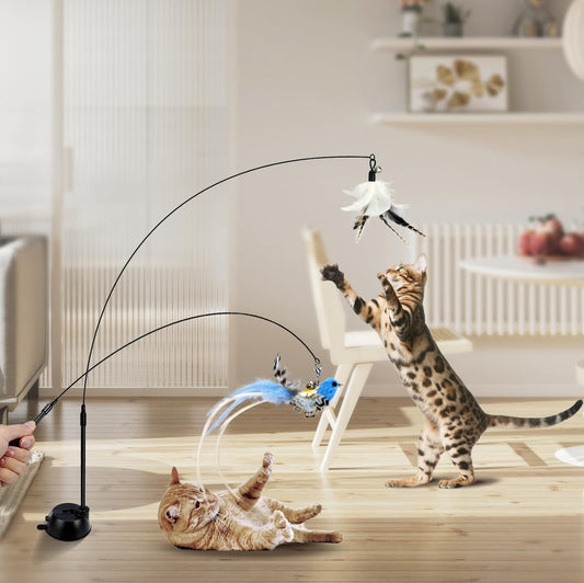 Interactive Wand Toy With Suction Cup For Cats